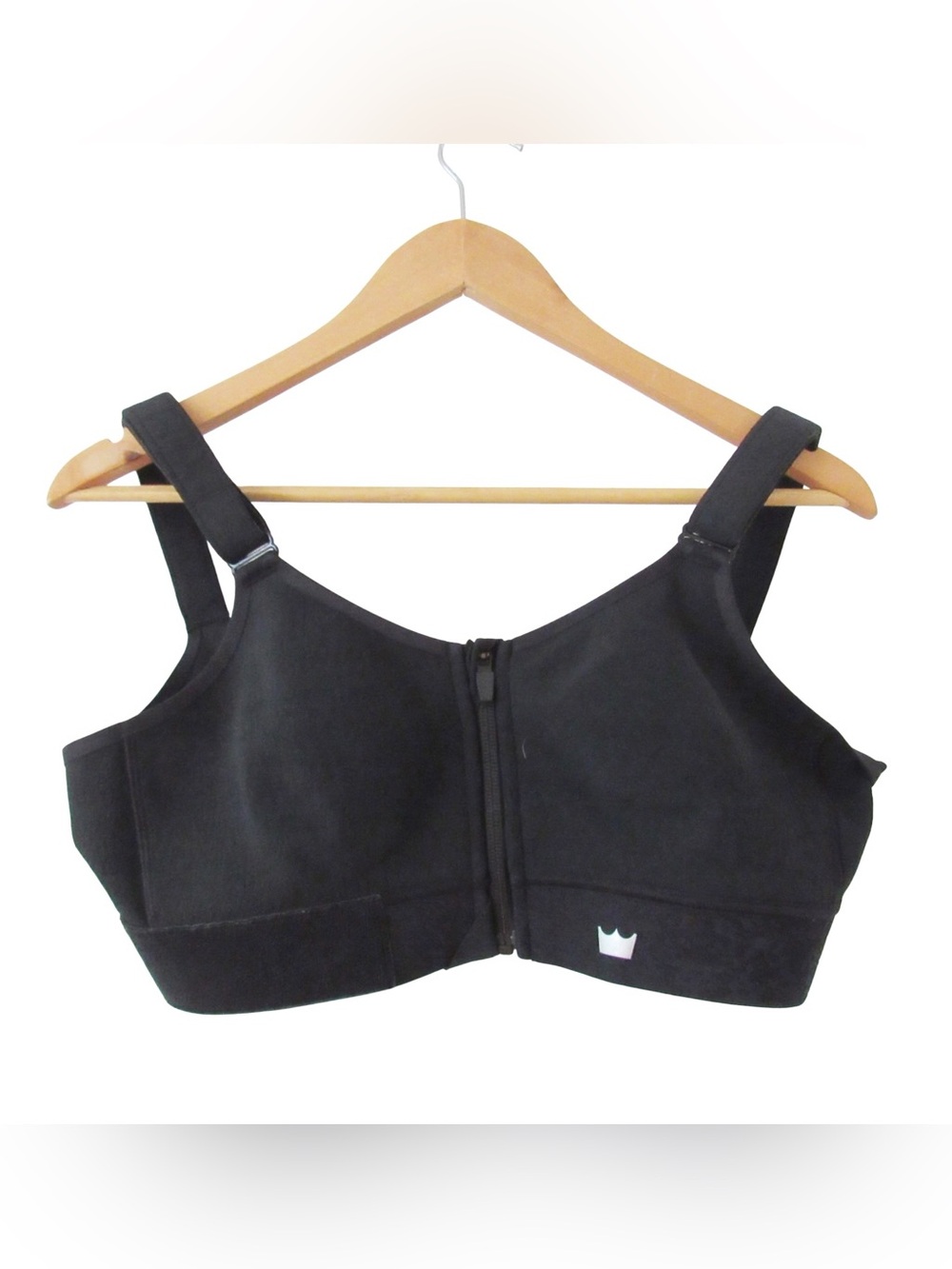 SHEFIT Flex Sports Bra Luxe Black Zip Front Adjustable Straps Band Wireless